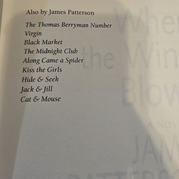 James Patterson When The Wind Blows Little Brown 1st ed. Hardcover 1998 Suspence - Picture 7 of 15
